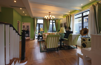 万亚广场客厅田园风格效果图复式162平方台州装修